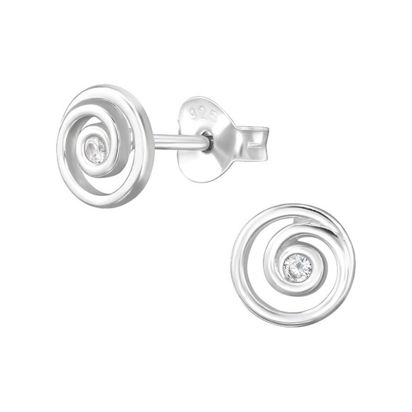 Sterling Silver Spiral Ear Studs - Picture 1 of 1